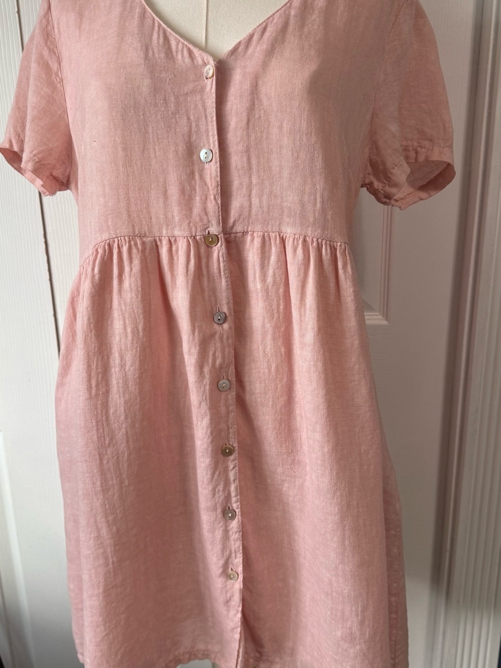 Jillian Harris x PRIV Hampton Pink 100% Linen Made in Italy Babydoll Dress S - Picture 2 of 12
